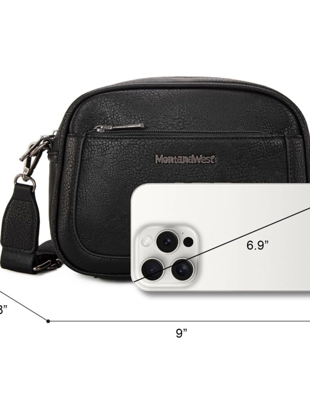Crossbody Bags for Women Cow Print Purse Triple Zip Shoulder Handbags with Wide - Picture 4 of 7